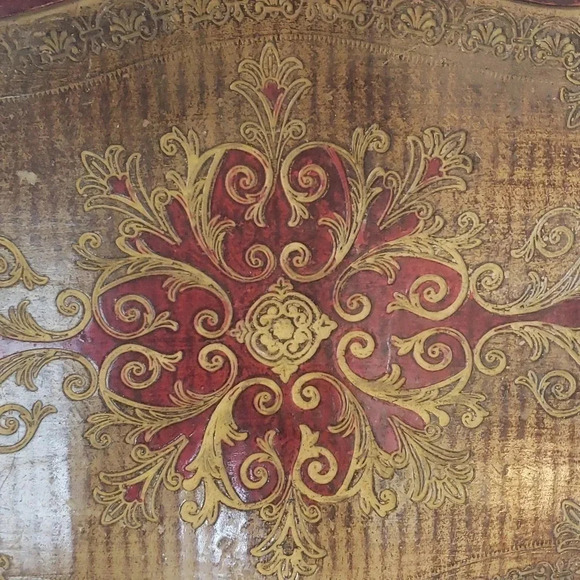 Vintage Italian Hand Painted  Florentine Serving Tray/Platter Gold/Red/Black - Picture 3 of 6